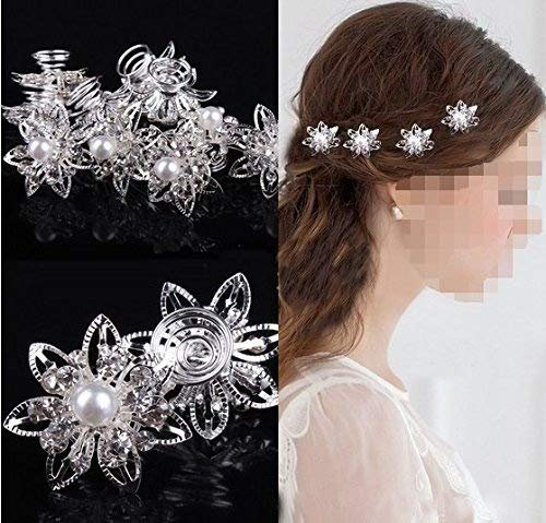 Musuntas 6er Set wunderschöne Sterne Blumen Haarspiralen Haarnadeln aus , Perle, Strass, Braut Hochzeit Perle Strass Haarschmuck Haarspiralen …