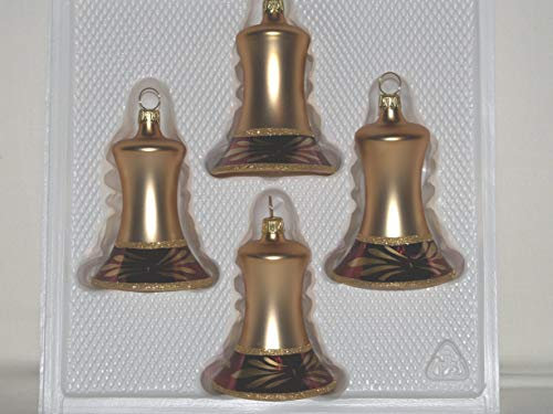 Jingle Bells Lauscha Christbaumkugel-Glocke Wanda Gold 4Stck. per Box