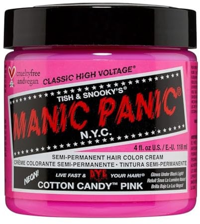 Manic Panic Cotton Candy Classic Creme, Vegan, Cruelty Free, Pink Semi Permanent Hair Dye 3 x 118ml