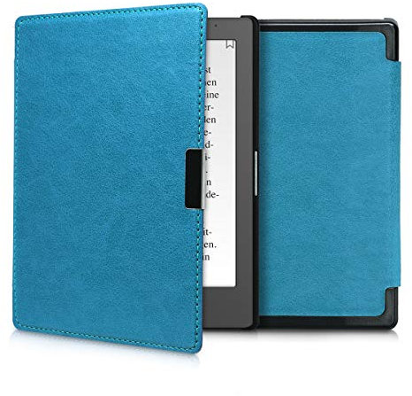 kwmobile Custodia eReader Compatibile con Kobo Aura Edition 1 Cover - eBook Reader Flip Case - Cover eReader Simil Pelle - petrolio