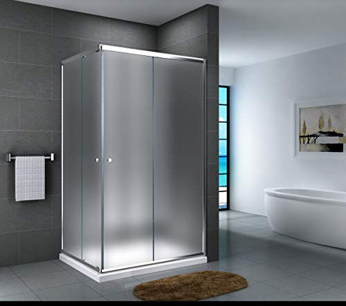 Yellowshop - Box Doccia Angolare 70 80 90 100 120 Cabina Bagno In Cristallo 6 MM Rettangolare Quadrato Curvo Serie Smart (Cm 70 x 100 Rettangolare, Cristallo 6mm Puntinato Opaco)