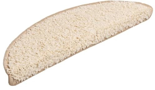 vidaXL 15x Stufenmatte Halbrund rutschfest Stufenmatten Treppenmatten Treppenteppich Stufenschoner Treppenschoner Treppenschutz Matte Creme 56x17x3cm