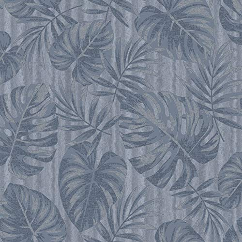 Holden Decor Riviera Leaf Navy Wallpaper 75912 - Textured Tropical Palm