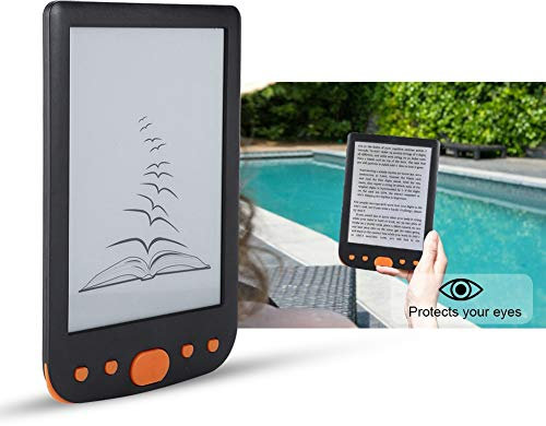 E-Reader, BK-6025L Portable 6 Pouces 8G USB2.0 étanche E-Book Reader Livre Numérique avec étui Cuir Intégré Batterie 1800mAh Plusieurs Langues Prend en Carte 32G TF,