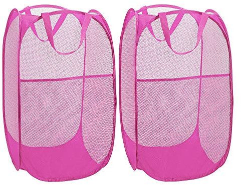 WD&CD Faltbarer Wäschekorb Rosenrot 35 * 35 * 61 cm(2-Stück), Wäscherei Storage Basket Schmutziger Korb Ablagekorb Eimer Runde Lagerung für Home Organizer Kinderzimmer