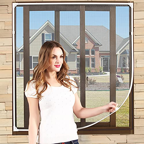 NeatiEase Adjustable DIY Magnetic Window Fly Screen Max 150x180 cm,Washable Insect Net Mesh,Mosquito & Bug Protection,Wide Flame & Water Resistant Easy Installation (White Frame Grey Net)