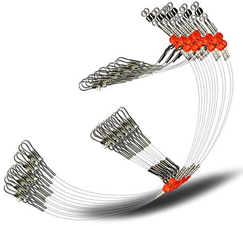 YOTO Fishing Leaders, 12PCS/24PCS Nylon-Coated Fishing Line Wire Leaders with Swivels and Snaps, 2 Arm - 12 Pieces