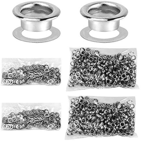 QWORK Occhielli Rondelle Kit, 1000 Pieces occhielli e 1000 Pieces rondelle, 6 mm, per scarpe, etichette in pelle, tela e cinture, creazione artigianale, argento