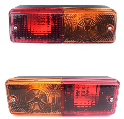 MelTruck 2x Universale Rückleuchten E20 für Anhänger Traktor Wohnwagen LKW – Links & Rechts – 3 Funktionen (Blinkleuchte Bremsleuchte Rückleuchte)