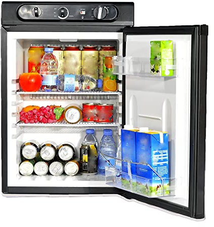 Smad Frigorifero Trivalente Camper, Frigo 12V/220V/Gas, Silenzioso, 60L, per Campeggio, Caravan, Casa Mobile, Nero