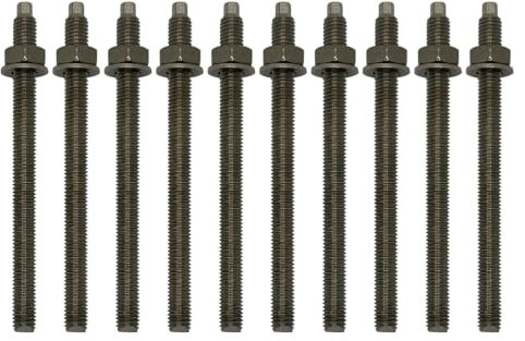 10 Ankerstangen - M12x210 mm Edelstahl A4 inklusive Muttern und Scheiben Schwerlast-Anker Schwerlast-dübel Verbundanker Gewindestange (Edelstahl V4A, M12 x 210)