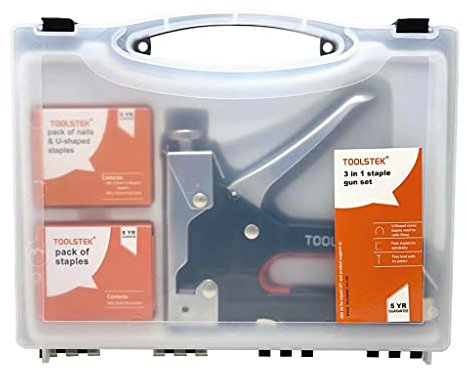 TOOLSTEK Heavy Duty Staple Gun & Staple Selection Pack. Quick Jam Release Adjustable Force Manual Steel Staple Gun Ideal for Upholstery, DIY, Fixing Material, Decoration, Carpentry, Furniture