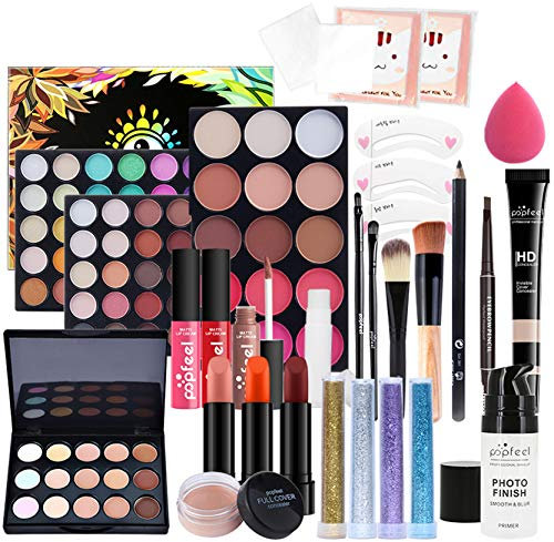 Professional Makeup Set,MKNZOME Cosmetic Starter Kit With Storage Bag Portable Travel Make Up Palette Birthday Xmas Gift Set Full Sizes Eyeshadow Face Powder Lip Gloss for Teenage & Adults