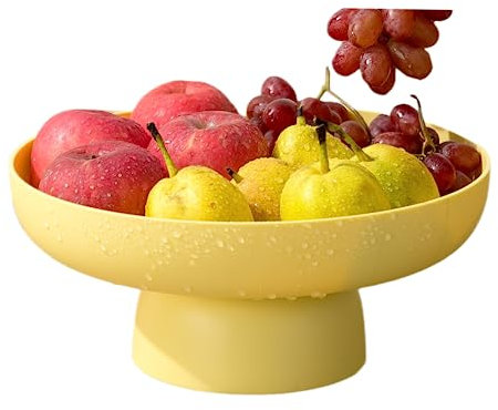 onefitow Fruit Bowl and Basket - Kitchen Countertop Storage, Decor Centerpiece for Counter or Dining Tables (Yellow)
