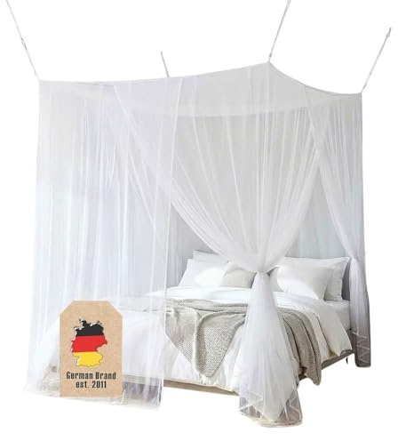 Intirilife Mückennetz zum Schutz vor Mücken und Insekten in Weiß - 220 x 200 x 200 cm - Mosquitonetz, Outdoor, Indoor, Polyester, 280 mesh