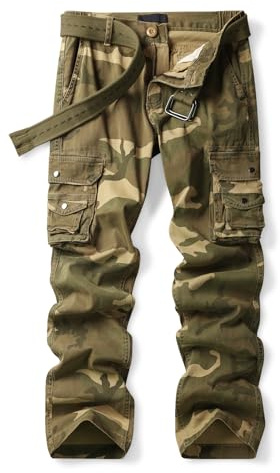 Aeslech Pantalon de travail cargo extensible pour femme Motif camouflage