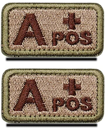 Zcketo 2 Stück Taktischer Bluttyp A+ Positiver Patch Bestickt Verschluss Militär Abzeichen Medizinische Erste-Hilfe-Tasche Emblem Patch für Outdoor Reisen Sport CS Militär Medizinische Hilfe