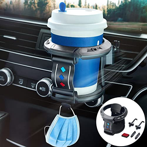 Porte-gobelet de Voiture Porte-gobelet pour Ventilation de Voiture, Compatible avec Les Boissons gazeuses de 7,5 cm de diamètre, Eau, café, Bouteilles, Crochet Multifonction pour clés