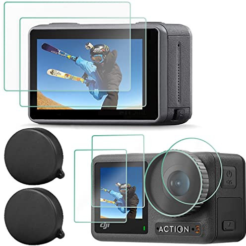 FiTSTILL Tempered Glass Screen Protector for DJI OSMO ACTION 3, 9H hardness dji action 3 protective film, no bubbles, anti-fingerprint, dji action 3 accessories