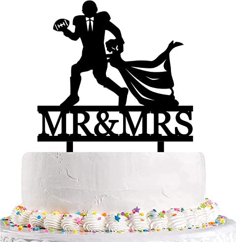 Funny Football Wedding Cake Topper,Touchdown to Your Wedding,American Football Player Carrying His Bride Cake Topper- Perfect for Sports Fans and Couples
