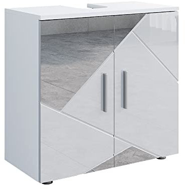 Vicco Mobile sottolavabo per bagno Irma, Bianco lucido con inserti, 60 x 59 cm