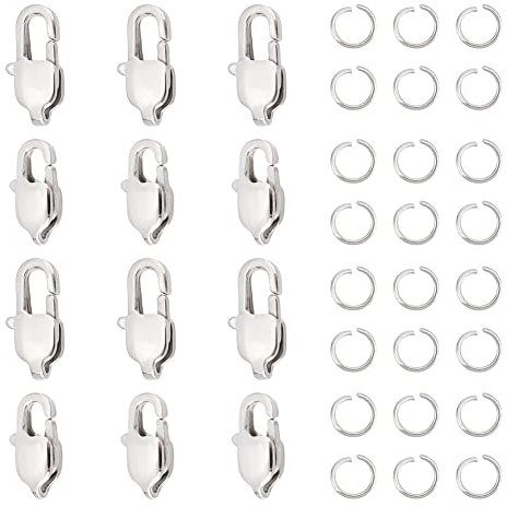 UNICRAFTALE 16 pcs 2 tamaños Ion Plating 304 Acero Inoxidable Cierre de Pinza de Langosta de Salto Abierto Cierres Largos Cierre Pulsera Conector Cierre Cierre de Metal para Hacer Joyas de Bricolaje