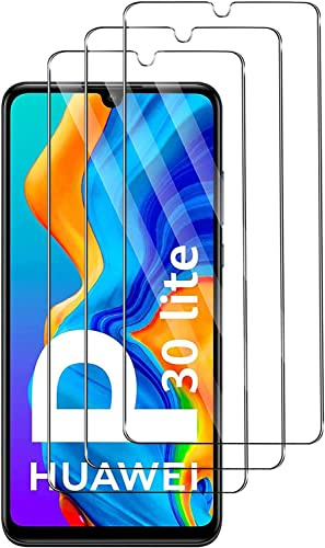 Quanen Electronic Protector de Pantalla para Huawei P30 Lite, [3 Unidades] Cristal Templado para Huawei P30 Lite,Vidrio templado 9H,Sin Burbujas, Alta Definicion,Anti-Arañazos