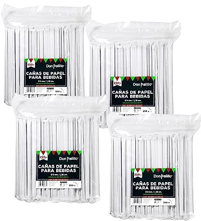 DON PALILLO - Lot de 1000 pailles en papier kraft - Biodégradables - 200 x 6 mm