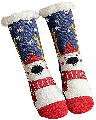 Oneshlee Weihnachtssocken Damen Herren, Kuschelsocken Weihnachten, Weihnachts Socken Geschenke Weihnachtsgeschenke Erwachsene, Weihnachtsdeko Zum Aufhängen Kamin Weihnachtsbaum (Eisbär)