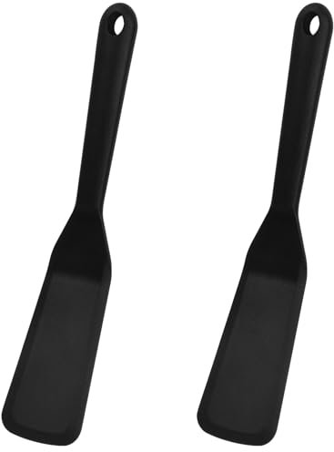 Lot de 2 Set Spatule En Silicone RéSistant à La Chaleur,Spatule de Pot en Silicone à Manche,Flipper Résistant à La Chaleur,Antiadhésif Spatule,Spatule de Cuisson pour Omelette,Steak,Sandwich