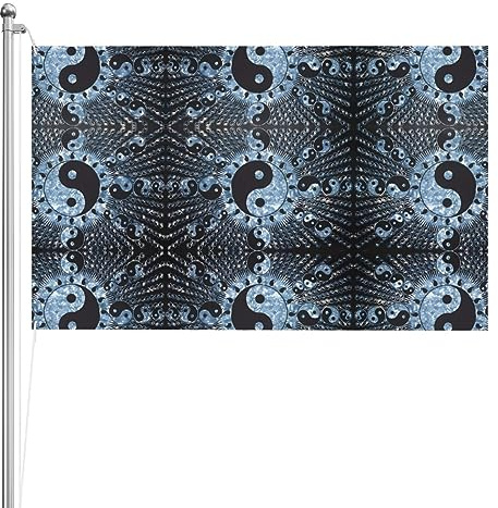 Drapeaux d'extérieur polyvalents double face de 12,7 x 20,3 cm, patriotiques et insolites, parfaits pour le bureau et la maison, diagramme Ying Yang