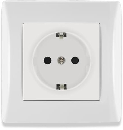 BSEED Steckdose Unterputz mit Steckklemme, Schuko Steckdose 1 Fach mit PC Rahmen, Einbausteckdose Unterputz 16Amp, Einzel Schutzkontakt Wandsteckdose Socket Weiß - 80mm