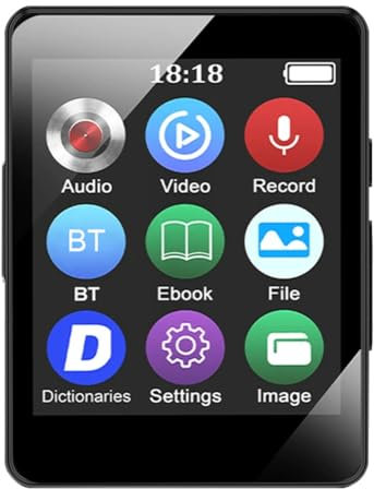 Fiorky Reproductor de música MP3 HiFi Compatible con Bluetooth 5.0 Mini reproducción de vídeo MP4 Pantalla de 1,8 Pulgadas MP3 Walkman para Estudiantes Radio FM/grabación/Libro electrónico