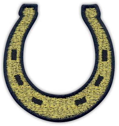 Goldenes Hufeisen – zum Aufbügeln auf der Rückseite – bestickter Aufnäher/Abzeichen/Emblem