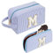Beauty Case,Trousse da Viaggio,Borsa Cosmetica Blu a Coste con Iniziali Carine, Regalo per Donne,Fidanzate, Migliori Amiche con Borsa Cosmetica Piccola (M)