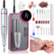 Saviland Nail Drill for Beginners: 35000RPM Electric Nail Drill 10 Hours Efile Portable Rechargeable Nail Machine 13 Drill Bits Ceramic Drill Bit Grey Purple Nail File Home Use Manicure Pedicure