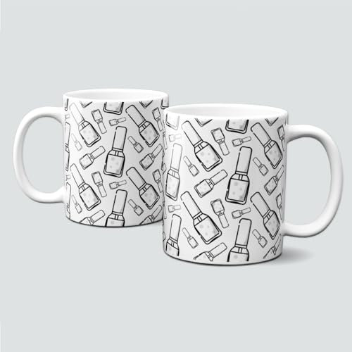 online-hut - Tasse - Kaffeebecher - Beauty & Nails - Schwarz Weisse Tasse - Nagelgel/Lack Flaschen - NL09