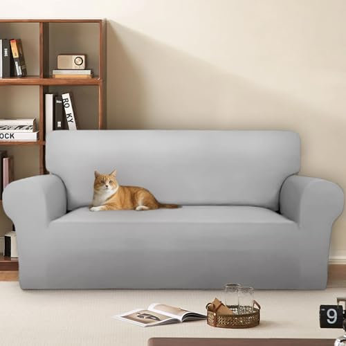 Sofa überzug 2 Sitzer (130-190cm) Stretch, Super Elastisch Sofabezug Mit Armlehnen,Kratzfester rutschfest Sofa Cover für Hunde Katzen und Haustiere, Weich und Bequem