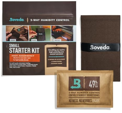 Boveda Music Kleines Starter-Set mit hoher Absorption – (1) 49 % RH hohe Absorption Boveda-Feuchtigkeitskontrolle für extreme Luftfeuchtigkeit nur für Ukulele, Violine,