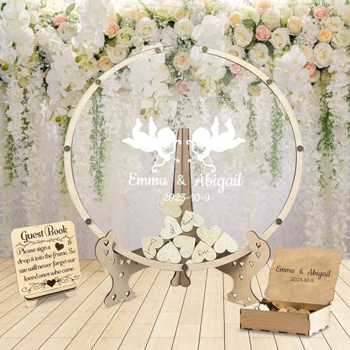 Hölzernes herzförmiges Hochzeitsgästebuch,Personalisiertes Name/Datum Gästebuch,Rustikale Lawn Hochzeit Sign-in Buch,Individuelle Hochzeitsdekorationen,Geschenke für Freunde