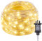 Fairy Lights Plug in, 33Ft 100 LEDs Waterproof Silver Wire Firefly Lights, Adaptor Included, Starry String Lights for Wedding Indoor Outdoor Christmas Patio Garden Decoration, Warm White