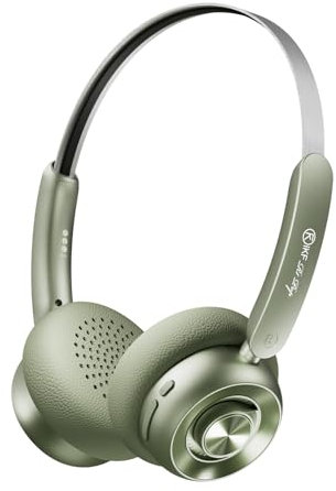 iKF R1 Pop Retro Auriculares Bluetooth inalámbricos Over Ear con Llamadas claras ENC, 75 Horas de reproducción, Sonido HiFi, conectividad con aplicación, Modo Transparencia (Verde)