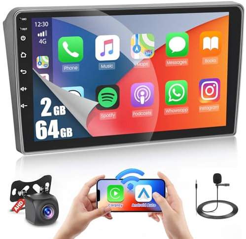 Inefala 2GB/64GB 9 Écran Tactile Android 15 Autoradio pour Peugeot 407 2004-2008 Radio Wireless CarPlay Android Auto Navi GPS WiFi BT FM RDS SWC Caméra Arrière Mic