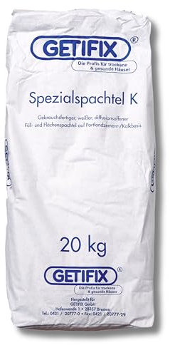 GETIFIX Spezialspachtel K Weiß 20 kg – gebrauchsfertig, Spachtelmasse für Innenbereich, Füll- und Flächenspachtel