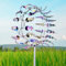 3D Metall-Windmühle, Windbetriebene Kinetische Skulptur, Garten Wind-Spinner, Einzigartige & Magische Rasenwindspieler, Länge: 95cm/37in, Multi-Farbe