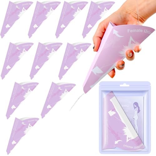 DILUSILK Female Urinal, 10Pcs Disposable Paper Urinal for Women Portable Waterproof Urinal Standing Pee Funnel for Pregnant, Wounded, Camping, Travel, Outdoor Activitie