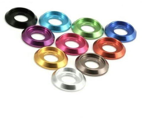 10 Stück M2 M2,5 M3 M4 M5 M6 m8 Bunte Aluminium-Unterlegscheibe mit Linsenkopf für Linsenkopfschrauben-m2 10 Stück-grau