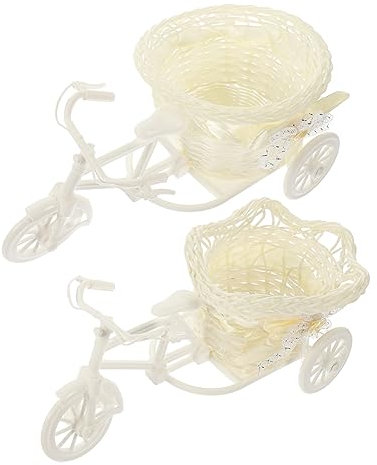 CAXUSD 2pcs Tricycle Ornament Basket Rattan Craft Unique Decor for Wedding Home Event