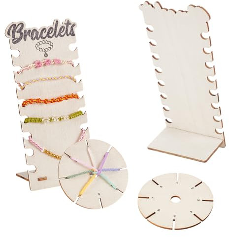 FINGERINSPIRE 2 Set Holzplatte Zum Flechten von Quadratischen Und Runden Armbändern Holzplatte Zum Flechten von Armbändern Gebrauchtes Freundschaftsarmband Bastelset Aus Feinem Faden Und Draht