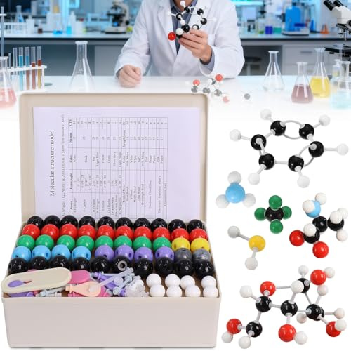 Kit de Modèles Moléculaires 323 Pièces pour Chimie Organique et Inorganique | Avec Liaisons Atomiques et Instructions, pour Enseignants et Scientifiques, Idéal pour les Cours et Démonstrations